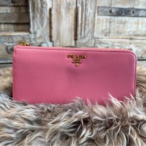Prada Pink Saffiano Leather Wallet